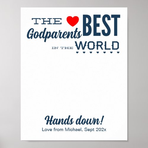 Best Godparents Custom Handprint Art Template Poster