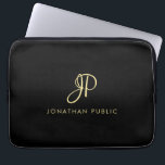 Best Gold Calligraphy Monogram Minimalist Template Laptop Sleeve<br><div class="desc">Create Your Own Custom Modern Elegant Black Faux Gold Calligraphy Monogram Template Electronics Bag / Tablet & Laptop Cases / Neoprene Laptop Sleeve 13 inch.</div>