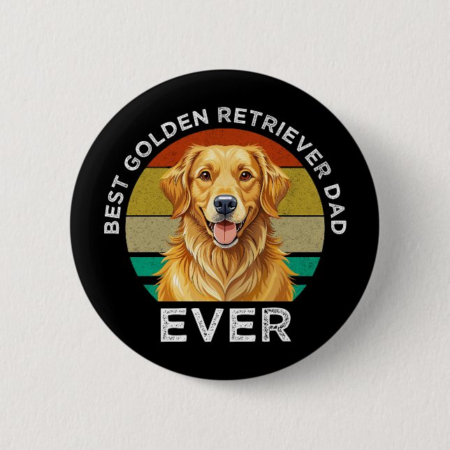 Best Golden Retriever Dad Ever Button (Front)