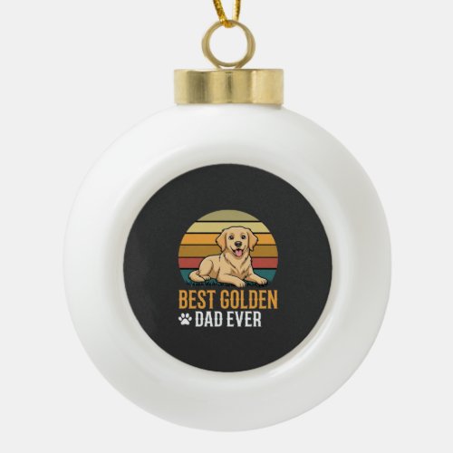 Best Golden Retriever Dad Ever Retro Dog Ceramic Ball Christmas Ornament