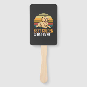 Best Golden Retriever Dad Ever Retro Dog Hand Fan