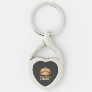 Best Golden Retriever Dad Ever Retro Dog Keychain