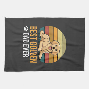 Best Golden Retriever Dad Ever Retro Dog Kitchen Towel