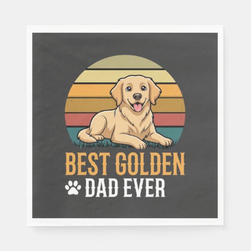 Best Golden Retriever Dad Ever Retro Dog Napkins