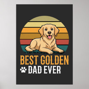 Best Golden Retriever Dad Ever Retro Dog Poster