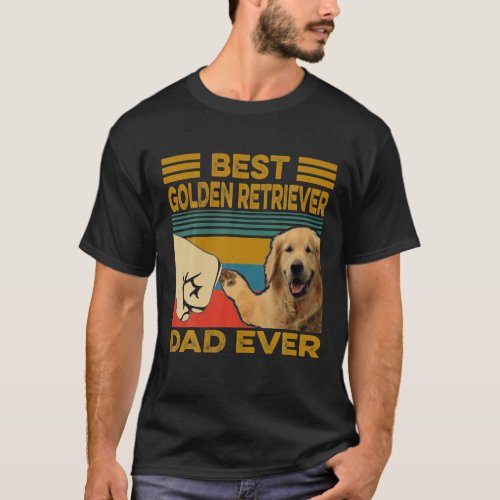 Best Golden Retriever Dad Ever Retro Father Day T_Shirt