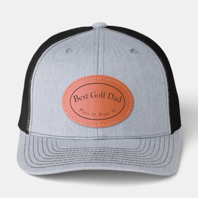 Best Golf Dad | Funny Golf Father Gift Leather Patch Hat (Front)