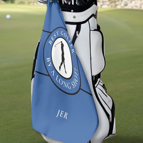 Best Golfer By A Long Shot Ladies Blue Monogrammed Golf Towel