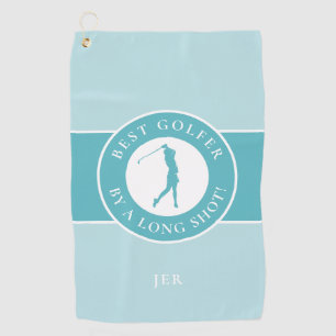 Best Golfer By A Long Shot Personalized Name Teal Golf Towel