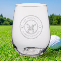 Best Golfer By Par Funny Custom Golfing Gift  Stemless Wine Glass