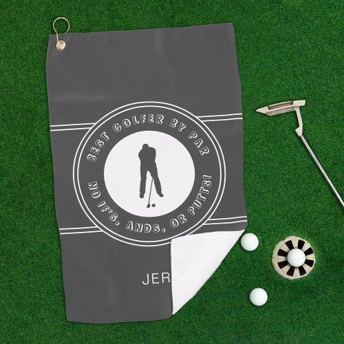 Best Golfer By Par Funny Putts Mens Classic Gray Golf Towel