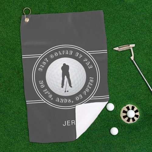 Best Golfer By Par Funny Putts Mens Gray Classic Golf Towel