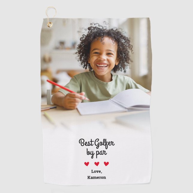 Best Golfer By Par Modern Photo Keepsake Custom  Golf Towel (Front)
