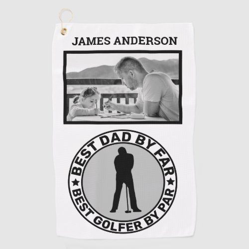 Best Golfer Dad By Par Photo Name Personalized Gol Golf Towel