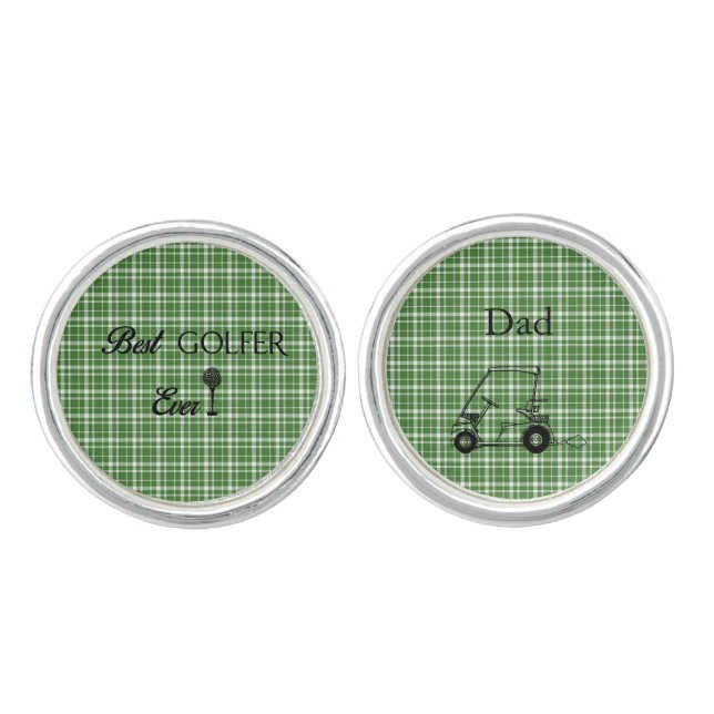 Best Golfer Green Plaid Cufflinks (Front)