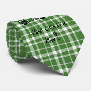 Best Golfer Green Plaid Neck Tie