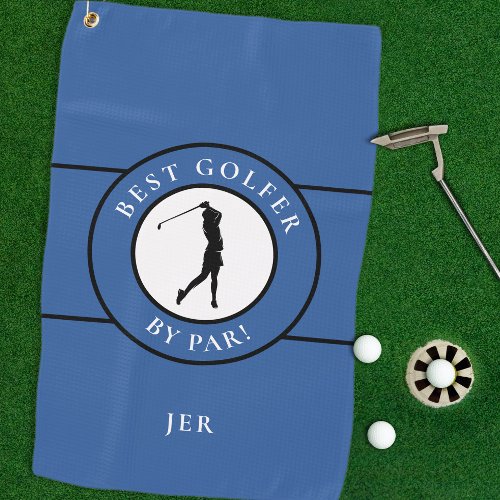 Best Golfer Monogrammed Sports For Her Blue Black  Golf Towel