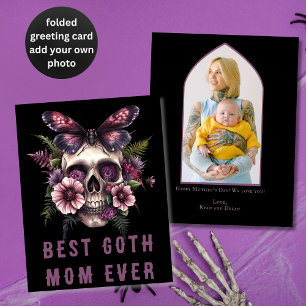 Best Goth Mom Ever Skull Moth Purple Mother's Day Card
