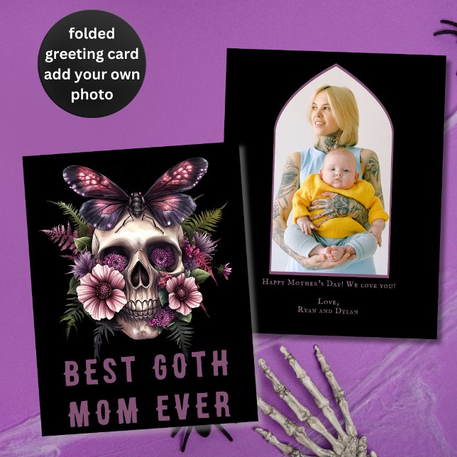 Best Goth Mom Ever Skull Moth Purple Mother's Day Card (Creator Uploaded)