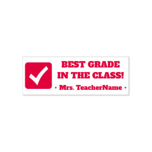 "BEST GRADE IN THE CLASS!" + Custom Tutor Name Self-inking Stamp