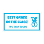 [ Thumbnail: "Best Grade in The Class!" + Custom Tutor Name Self-Inking Stamp ]