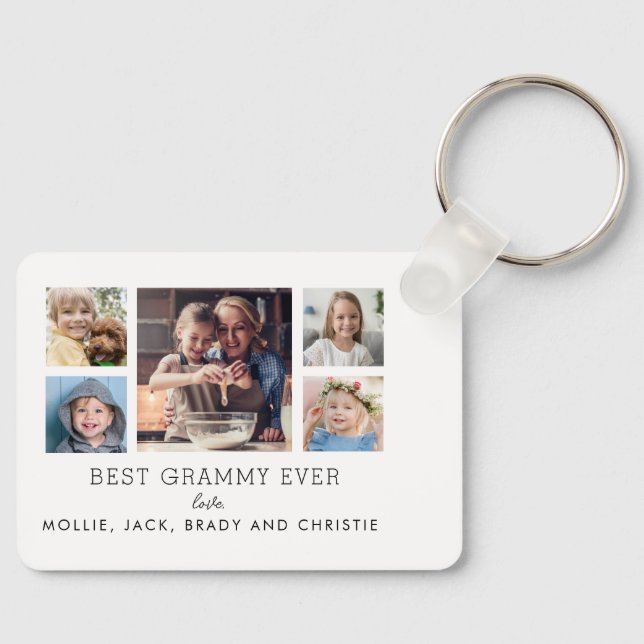 Best Grammy Ever 5-Photo Collage Keepsake Custom Keychain (Front)