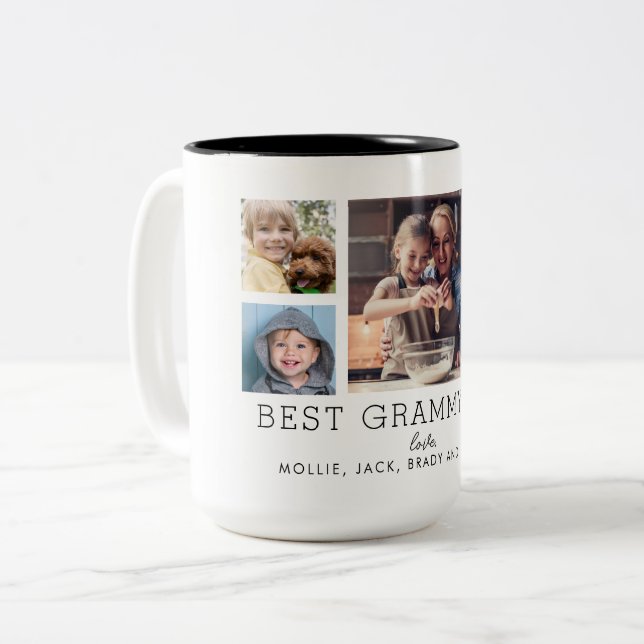 Best Grammy Ever 5-Photo Collage Keepsake Custom Two-Tone Coffee Mug (Front Left)