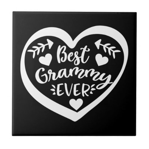 Best Grammy Ever Heart Design Ceramic Tile