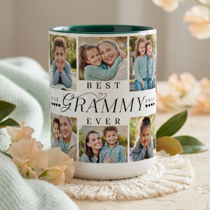 Best Grammy Ever Personalized 8 Photo Collage Gift Two-Tone Coffee Mug