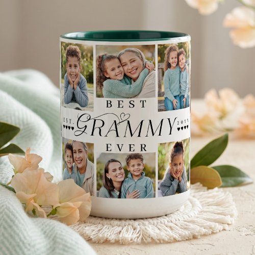 Best Grammy Ever Personalized 8 Photo Collage Gift Two-Tone Coffee Mug