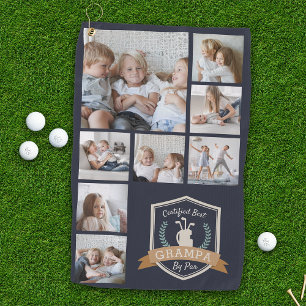 Best Grampa By Par   Photo Collage Golf Towel