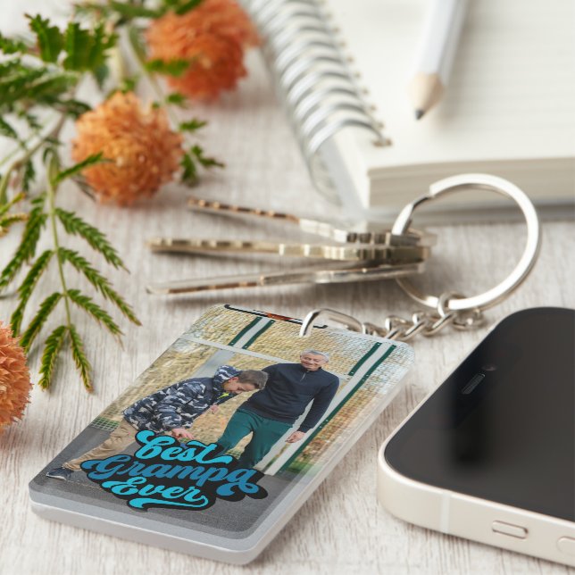 Best Grampa Ever | Grandpa Photo Keychain (Front Right)