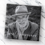 Best Grampa Ever Modern Simple Elegant Photo Button<br><div class="desc">This simple and modern design is composed of serif and cursive typography and add a custom photo</div>