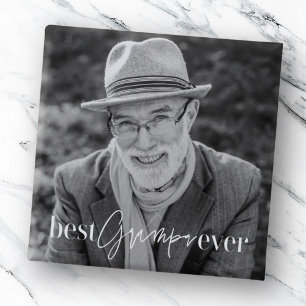 Best Grampa Ever Modern Simple Elegant Photo Button