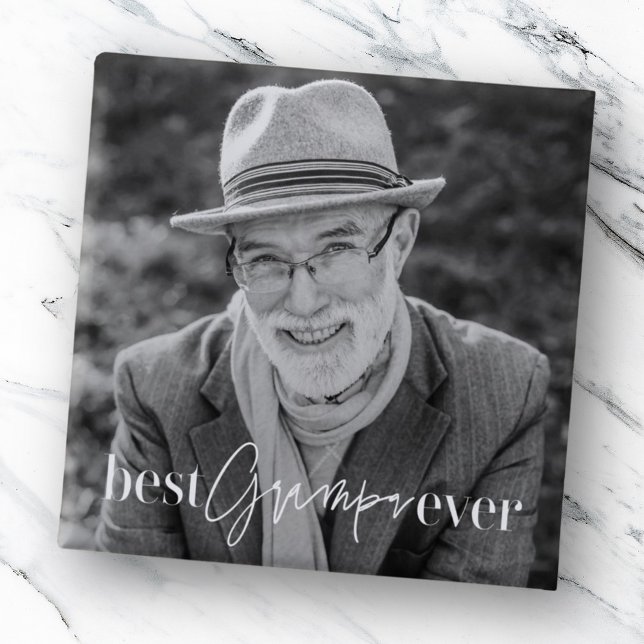 Best Grampa Ever Modern Simple Elegant Photo Button (Creator Uploaded)