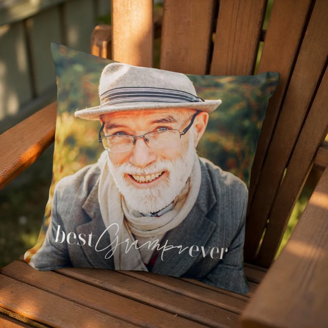Best Grampa Ever Modern Simple Elegant Photo Throw Pillow (Creator Uploaded)