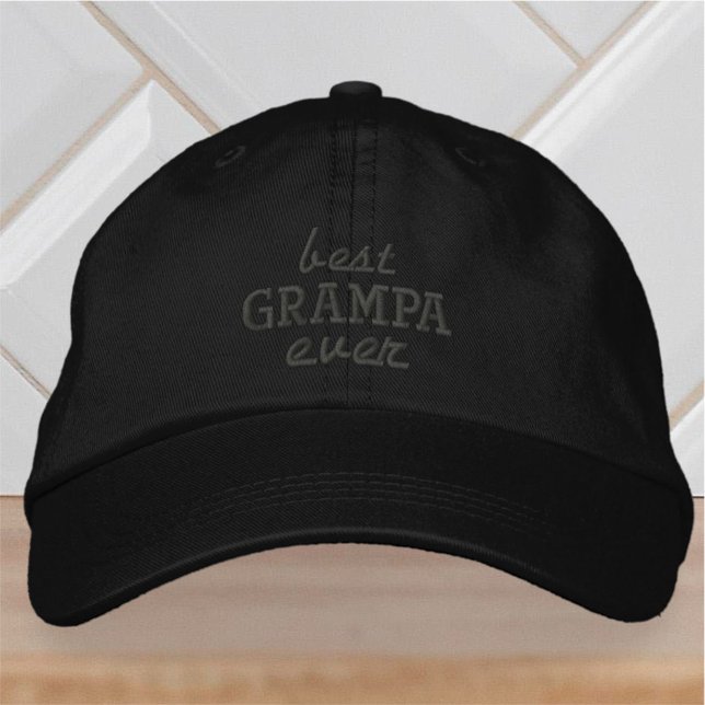 Best Grampa Ever Modern Simple Typography Embroidered Baseball Cap (Creator Uploaded)