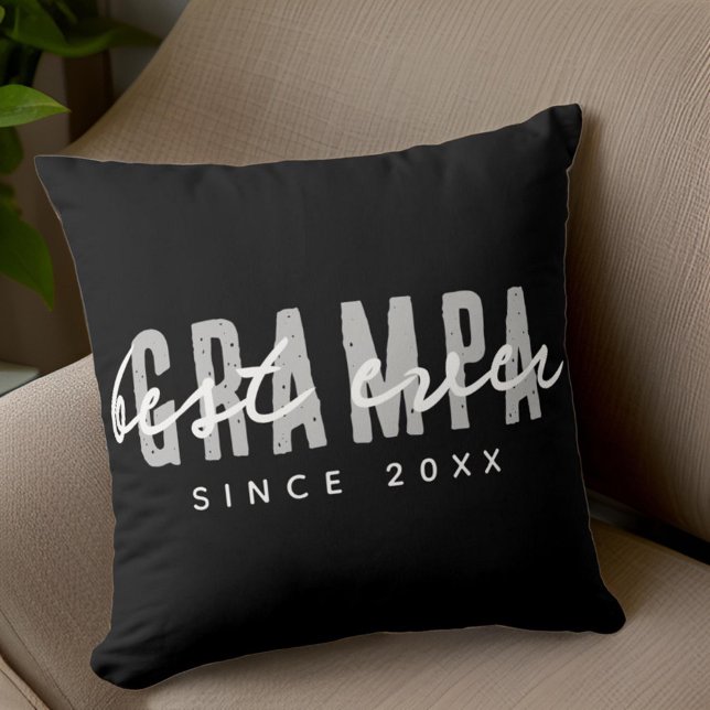 Best Grampa Ever Since 20XX Modern Simple Preppy Throw Pillow (Creator Uploaded)