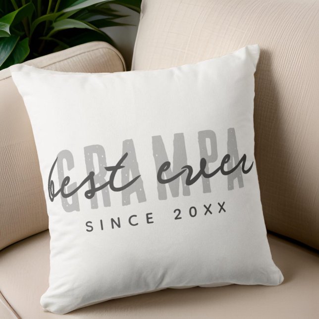 Best Grampa Ever Since 20XX Modern Simple Preppy Throw Pillow (Creator Uploaded)