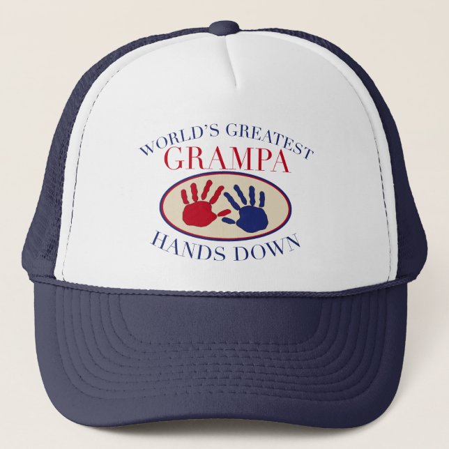 Best  Grampa Hands Down Trucker Hat (Front)