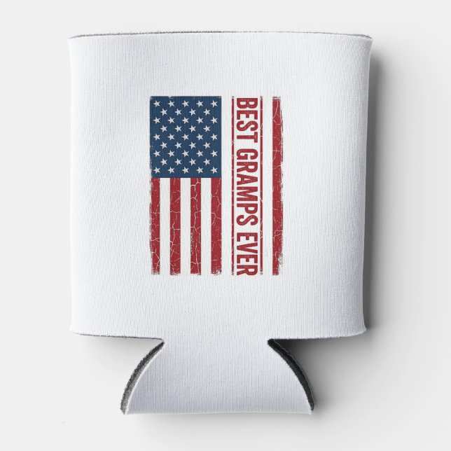 Best Gramps Ever Patriotic Flag Vector Design_1 Can Cooler (Front)
