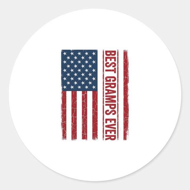 Best Gramps Ever Patriotic Flag Vector Design_1 Classic Round Sticker (Front)