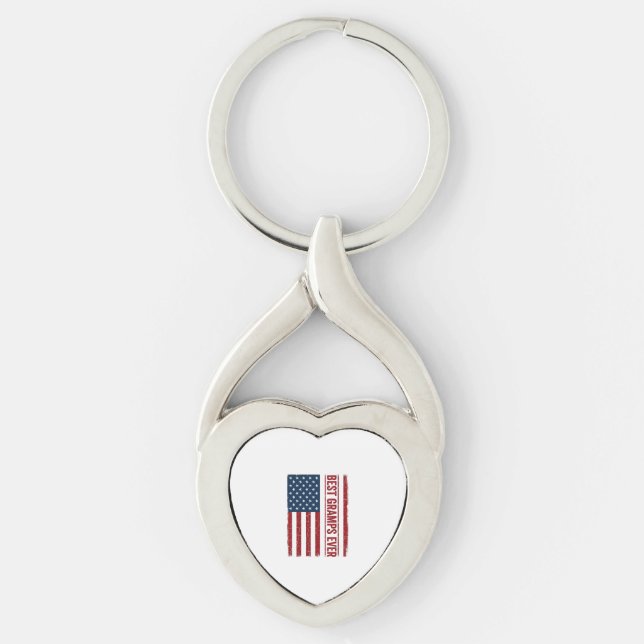 Best Gramps Ever Patriotic Flag Vector Design_1 Keychain (Front)
