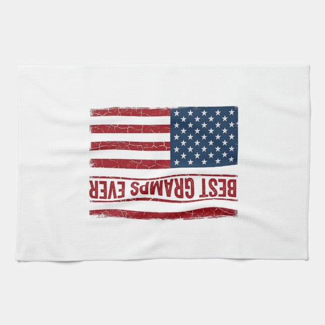 Best Gramps Ever Patriotic Flag Vector Design_1 Kitchen Towel (Horizontal)