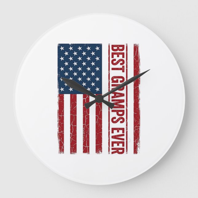 Best Gramps Ever Patriotic Flag Vector Design_1 Large Clock (Front)