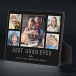 Best Gran Ever 5-Photo Collage Keepsake Custom Plaque<br><div class="desc">Simple and clean design lets your family photos shine on this Best Gran Ever plaque. A large photograph in the center with two smaller photos on either side let you insert your own photos easily. Best Gran Ever is written below in a modern font. Two lines below let you complete...</div>