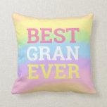 Best Gran Ever Rainbow Colors Name Throw Pillow<br><div class="desc">A special gift for your gran, with Best Gran Ever set in large typography in a mix of colors on a rainbow colored background. On the back is your gran’s name which you can easily personalise. You can change the words if required, try to keep to same number of letters...</div>