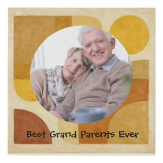 Best Grand Parents Ever Retro Watercolor Photo Faux Canvas Print