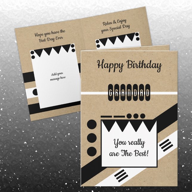 Best Grandad black and white rustic Birthday Card (Creator Uploaded)