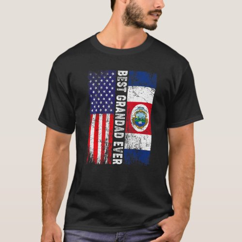 Best Grandad Ever  Fathers Day Costa Rica Us Flag T_Shirt